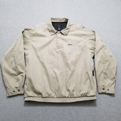 Izod Jacket Mens XL Ivory Pockets Snap Outdoor Windbreaker