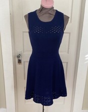 Chelsea28 Blue Sleeveless Fit And Flare Stretch Sweater Dress Medium
