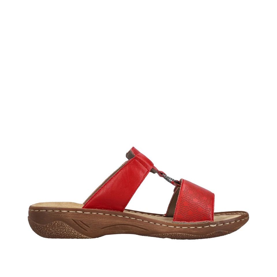 Rieker Damen Pantolette Pantoletten Sandalen Hausschuhe Schuhe rot V2885 - Bild 2 von 4