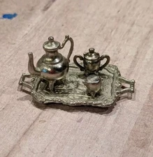 Miniature Metal Teapot Teaset Dollhouse Doll Mini Tea Set
