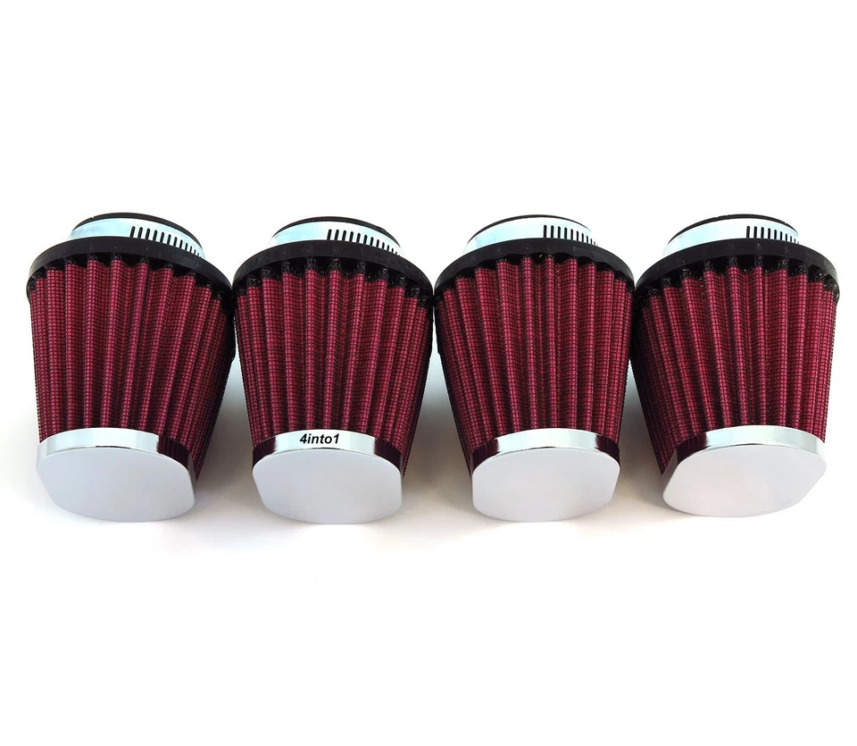 Set of 4 Chrome Performance Oval Pod Filters - 39mm - Honda CB750 Kawasaki Kz400 - Image 2 of 4