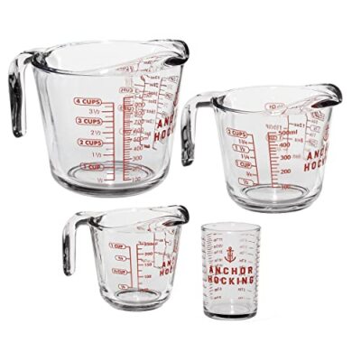 Anchor Hocking Glass Measuring Cups, 4 Piece Set (5 Ounce, 1  Assorted Styles 