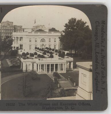 White House & Executive Offices Washington DC Keystone Stereoview
