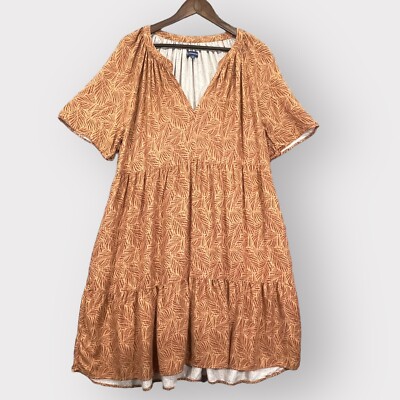 Democracy Sundress Women L Brown Tiered Flowy House Dress S94 | eBay