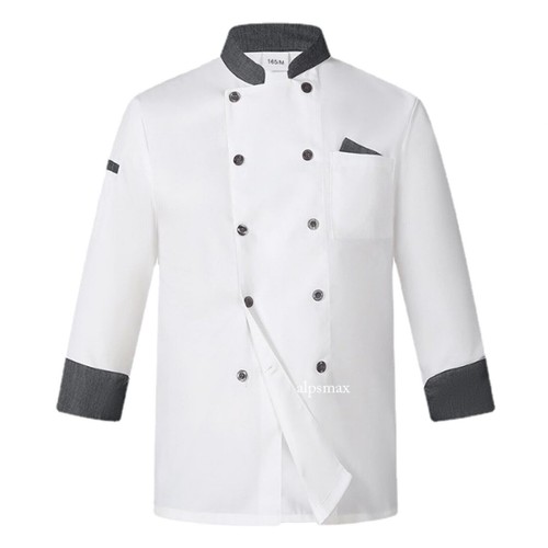 Unisex Long Sleeve Chef Coats Jacket Men Women Kitchen Workwear Cooking Uniform - Picture 6 of 19