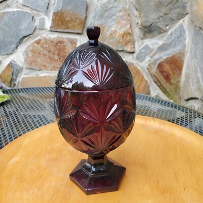 Vintage LUMINARC DURAND CRISTAL D'ARQUE RUBY RED EGG SHAPED CANDY DISH
