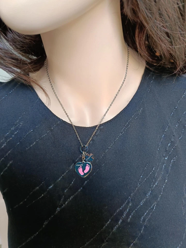 Sagapo Collana Donna Nascita Mamma Piedini Rosa SHAC54 SHA83 S’agapo - Immagine 2 di 3