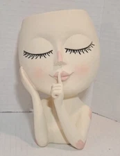 Head Planter Bust Flower Pot Woman Face Container Succulent Resin Speak No Evil