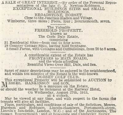 1913 The Corfe Dale Estate Broadstone Dorset zu verkaufen Baustellen Bauernhöfe
