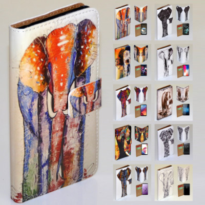 For Nokia Series - Elephant Vector Print Theme Wallet Mobile Phone Case Cover #2