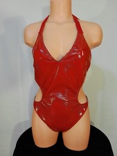 Exotic dancer stripper small red one piece pvc dance outfit - dancewear