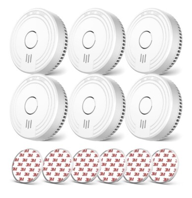 Ecoey FJ136GB Photoelectric Smoke Alarm With Test Button 6 Pack
