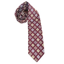 Vintage Wemlon by Wembley Maroon Geometric Woven Neck Tie