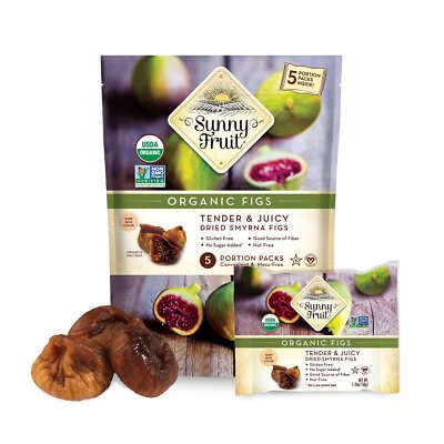 Sunny Fruit Soft Organic Turkish Dried Figs - 1 Bag (5 Individual Portion Packs)