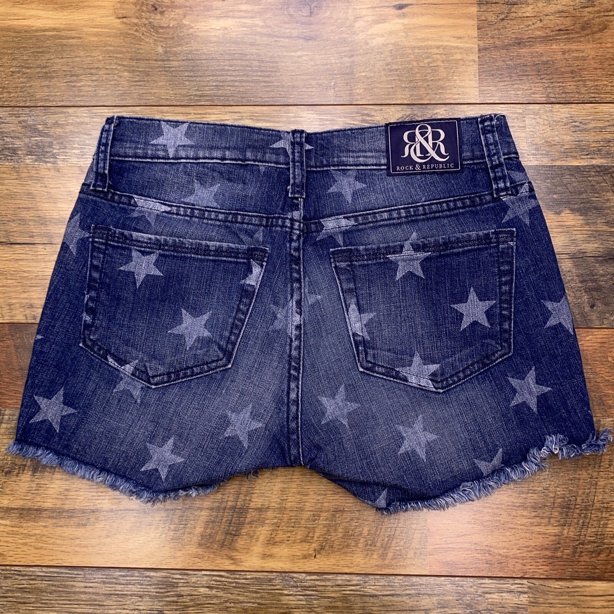 Rock Republic Lolita Shorts Womens Low Rise Denim Stars Stretch