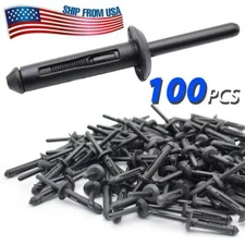 For Jeep Dodge Ram Nylon Blind Rivet Clip Retainer 1/4" Hole Car Fastener 100x &