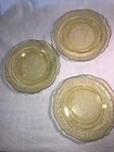 3 Amber Patrician 6 Inch Sherbet Plates Depression Glass Mint