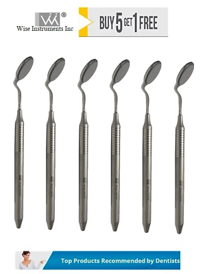 WISE INSTRUMENTS Wise Dental Double Sided Mirror # 5 Front Surface Rhodium Coated Pack of 6 with