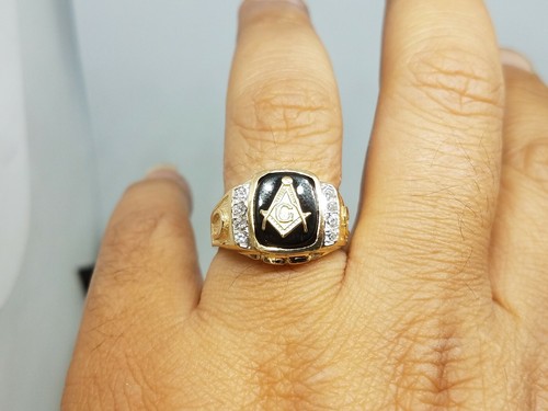 Sale GOLd Mens freeMason Masonic Mason ring 14k solid yellow 10 ASK 8 9 11 12 - Picture 3 of 12