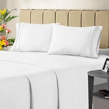 Queen Sz Sheet Set 4 Pc Cotton Fitted and Flat sheets 2 Pillowcases