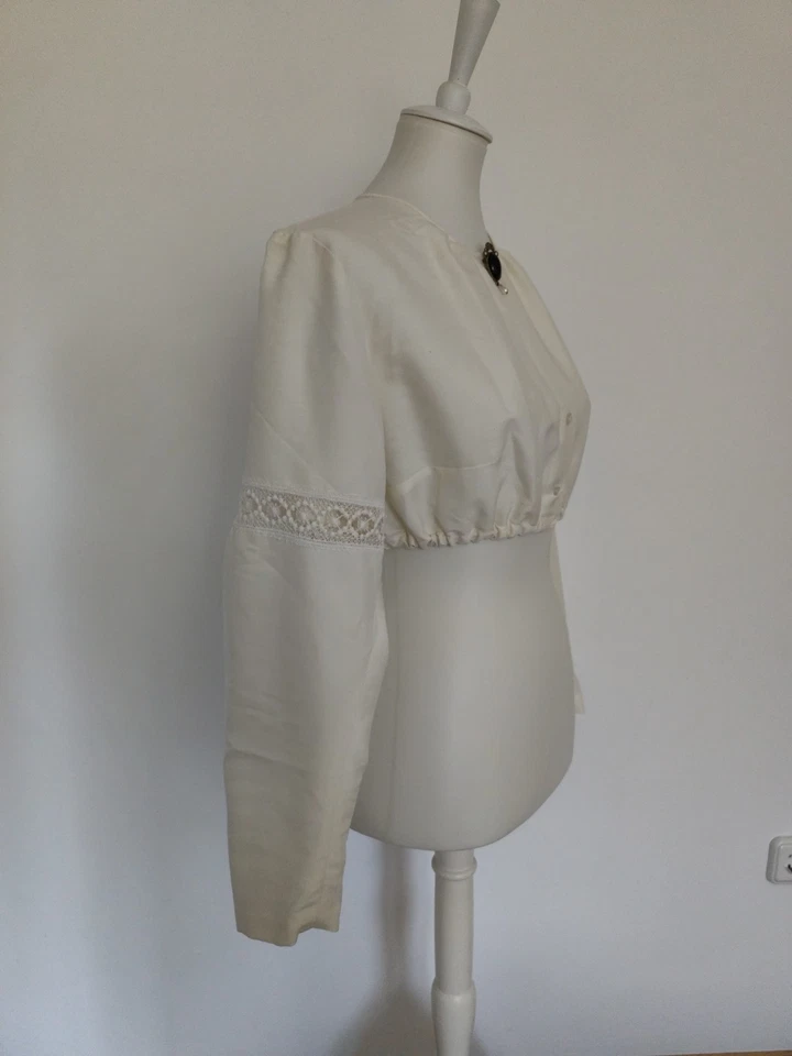 Dirndlbluse, Trachten Bluse, Gr.40, Langarm, Champagner Weiß - Bild 2 von 4