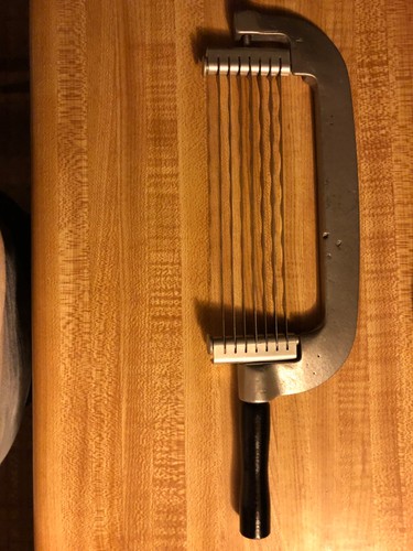 Antique 40s steel metal cheese & vegetable slicer wood handle 12 long 3.5 wide