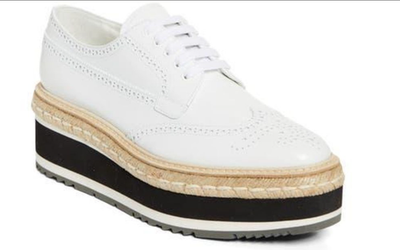 PRADA ホワイト フラットシューズ Prada Re-Edition 2011 Platform Spazzolato Wingtip Oxford Women