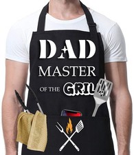 BBQ Apron for Men Dad Husband Boyfriend, Dad's Apron, Black Waterproof Chef A...