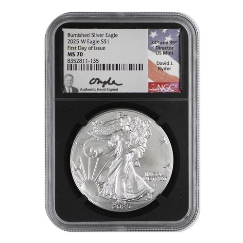 2025-W American Silver Eagle NGC MS-70 FDOI Ryder Label