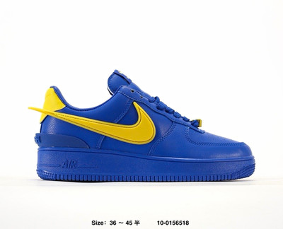 Nike Air Force 1 Low Blue/Yellow Low Top Lace Up Men s Athletic Sneakers