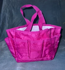 NEW in Bag THIRTY ONE Mini Organizer Tote Pink Circle Spirals 10" x 7" x 4"