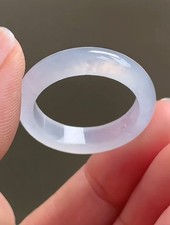 100 Natural Icy White Grade A Jadeite Jade Ring Size 9.5 Y0107