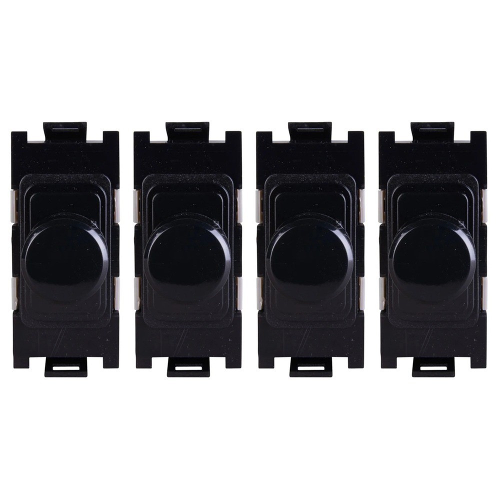 4 x Deta G3526BK LED Grid Dimmer Switch Modules 2 Way 250 Watt - Black