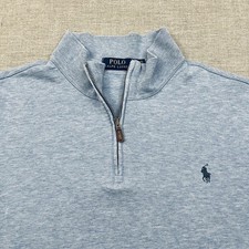 Polo Ralph Lauren Sweater Mens XL Light Blue 1/4 Zip Pullover Preppy Pony