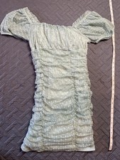 Blashe Blue Ribbed knit fashion mini dress Womens sz L Large