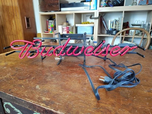 Vintage Budweiser Neon True Glass Painted Tube Barely Used Tranformer Very Clean