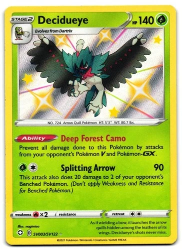 Decidueye SV003/SV122 - 🌊 Shining Fates Shiny Vault Pokemon TCG 🖤 - LP
