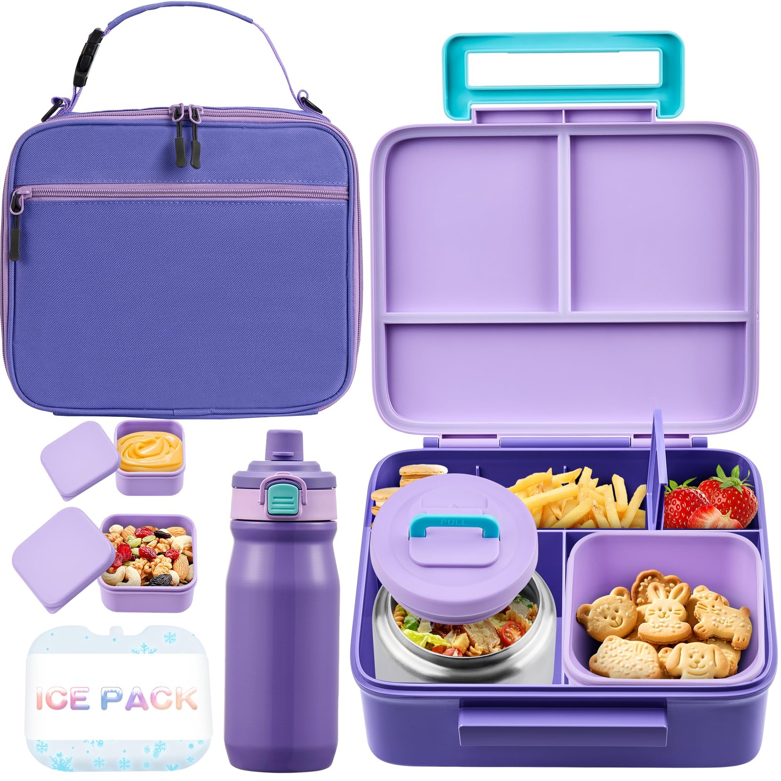 For Kids With Thermos, Leakproof Bento Box With 8oz Insulated...
