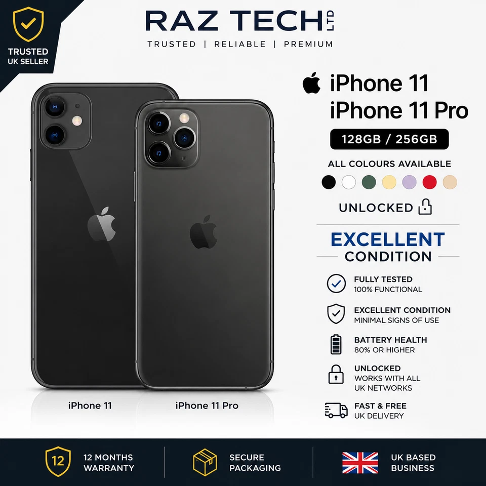 Apple iPhone 11 ,11 Pro, 64 gb/ 128GB/ 256 gb All colours Unlocked Grade A plus, photo 1 of 5
