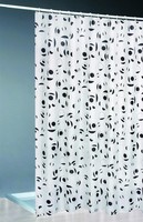 Textil Duschvorhang + Ringe 180X200 / Weiss/Schwarz Bad Dusche Vorhang