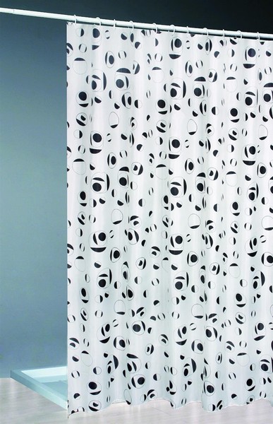 Textil Duschvorhang + Ringe 180X200 / Weiss/Schwarz Bad Dusche Vorhang-image