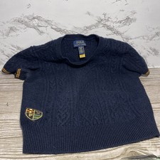 Polo Ralph Lauren Cable Knit Youth Kids XL Dark Navy Blue Short Sleeve Sweater