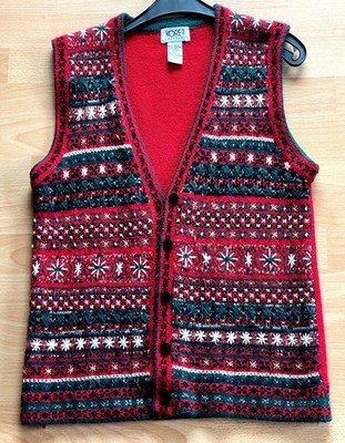 Rot-gemusterte Strick-Weste im Countrystyle   von Koret Petits   Gr. S