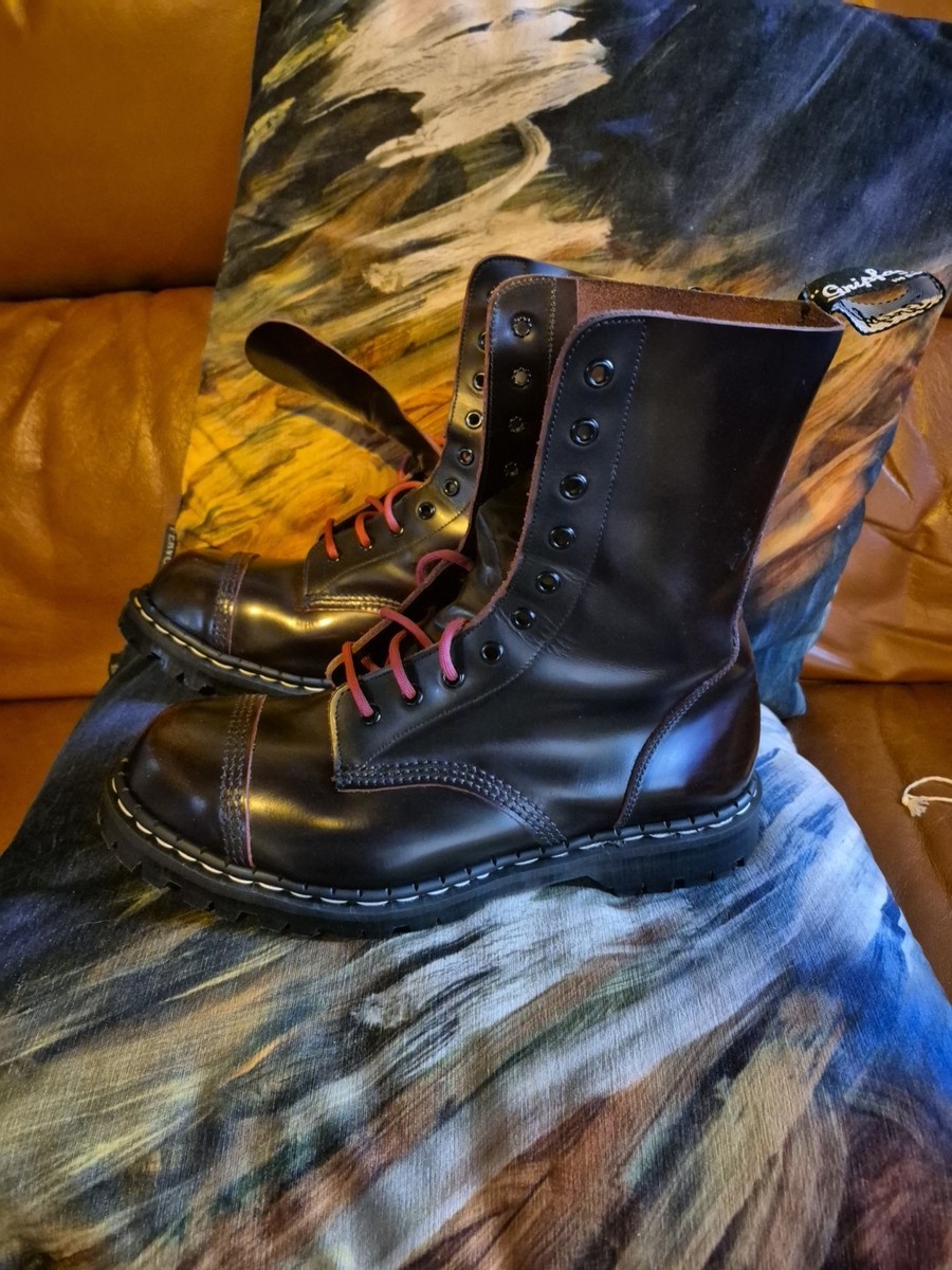 Solovair X Gripfast Burgundy Hi-Shine 10 Eye Steel Toe Derby Boot