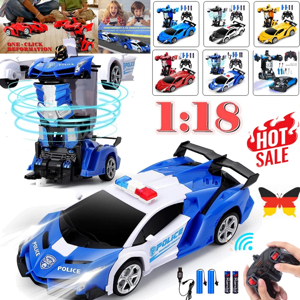 Spielzeug Transformer Auto Rennauto Roboter mit Fernbedienung Motor Wagen kinder - Bild 2 von 4