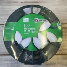 4 Home Accents  65 ft 100 LED Transparent Lights C9 Warm White Super Bright NEW 