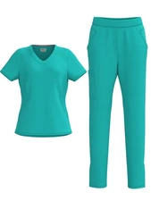 Women's 4 Way STRETCH Panel Side Top with Slit Zipper Scrub Pants