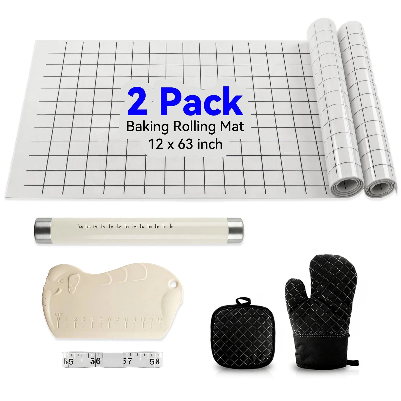 2 Sets Silicone Baking Mat Roll, Non-Stick & Heat Resistant Baking Mats - Reu...