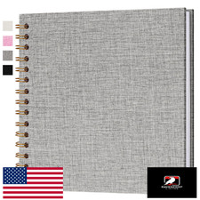 Hiwhy 10x10 Inch Scrapbook Photo Album Linen Hardcover White Pages DIY Gifts Kit