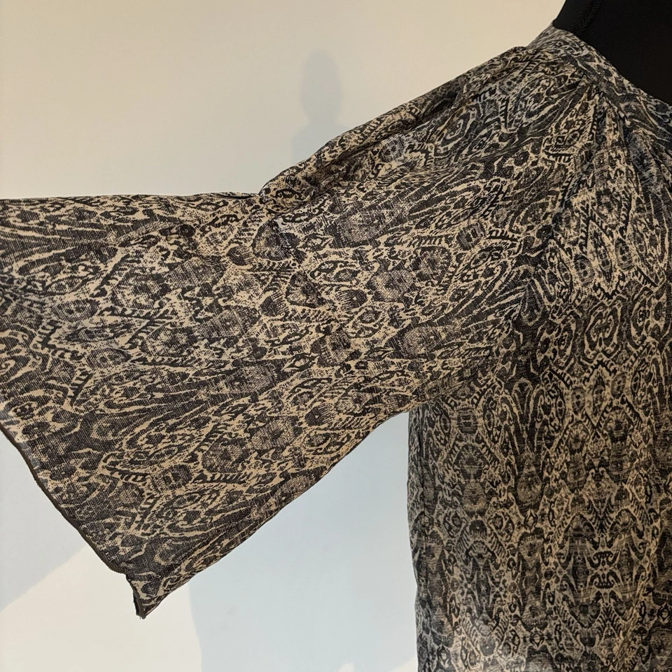 Blusa Lola + Sophie Campesina Para Mujer’s M Seda Algodón Top Boho Lagenlook Neutrales Foto 3 de 4